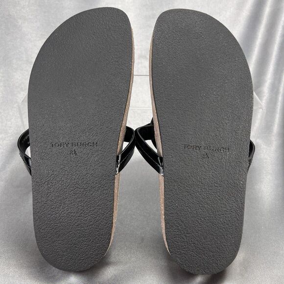 Tory Burch Miller Cloud Patent Sandals Women’s 8.5 Black Cork Thong School Shoes - Picture 11 of 14